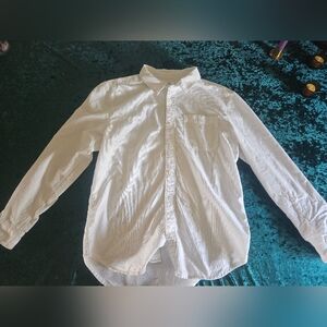 Mens White Casual Corduroy Button Down Shirt